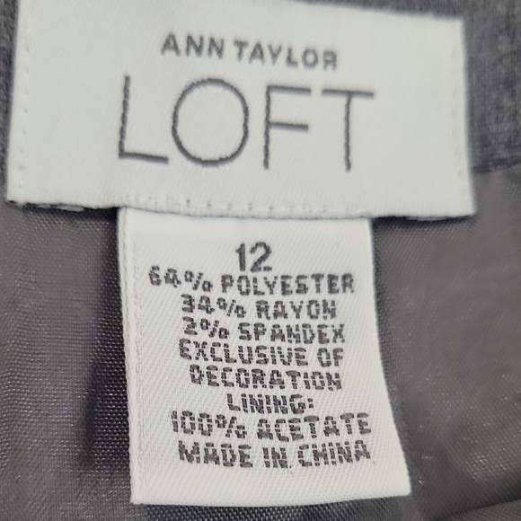 LOFT Gray Skirt with Purple Floral Embroidery Still New - Picture 2 of 3